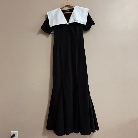 Anouki Designer Sz XS Amore Black And White Embellished Cotton Dress - Picture 3 of 16